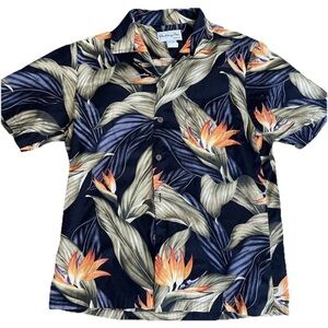Bishop Street Apparel‎ Hawaiian men’s casual button shirt medium black floral